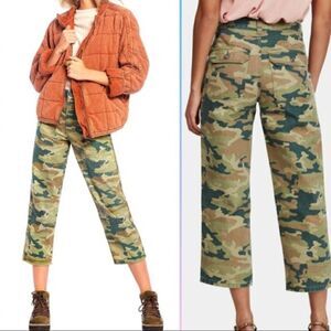 Free People Remy Camo High Rise Cropped Pants